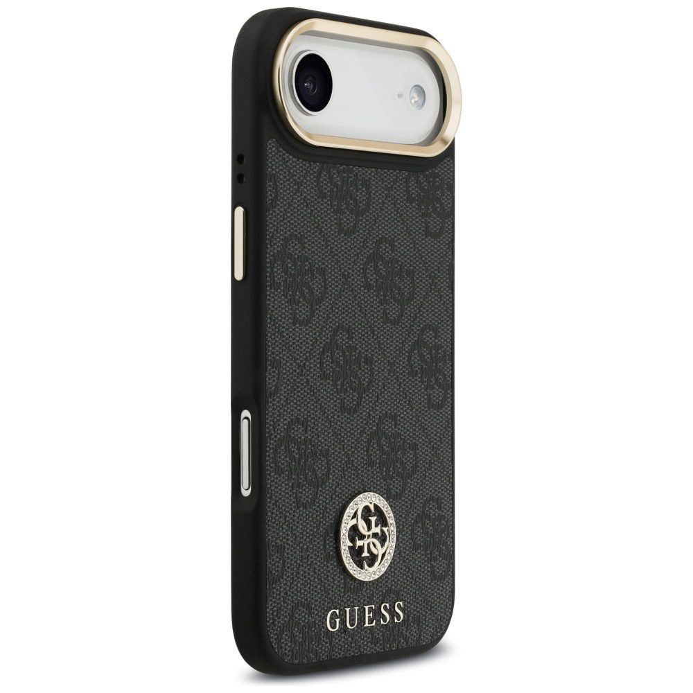 Guess 4G Strass Logo & Big Strap Metal Buttons MagSafe Case for iPhone Air - Blackeng