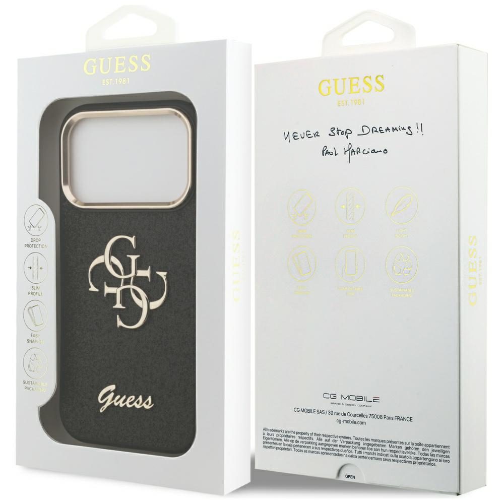 Guess Fixed Glitter Big 4G Metal Frame case for iPhone 17 Pro - blackeng