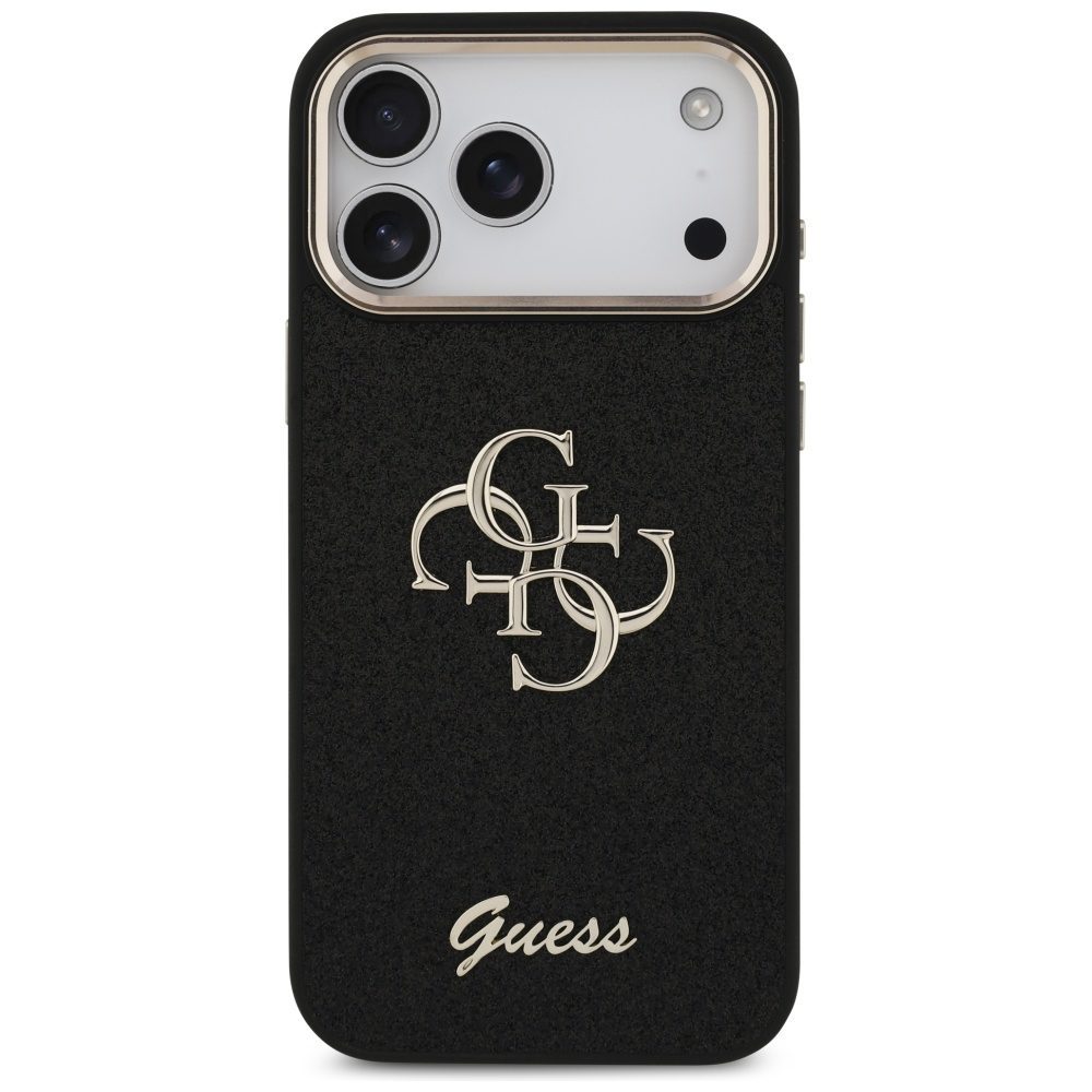 Guess Fixed Glitter Big 4G Metal Frame case for iPhone 17 Pro Max - blackeng