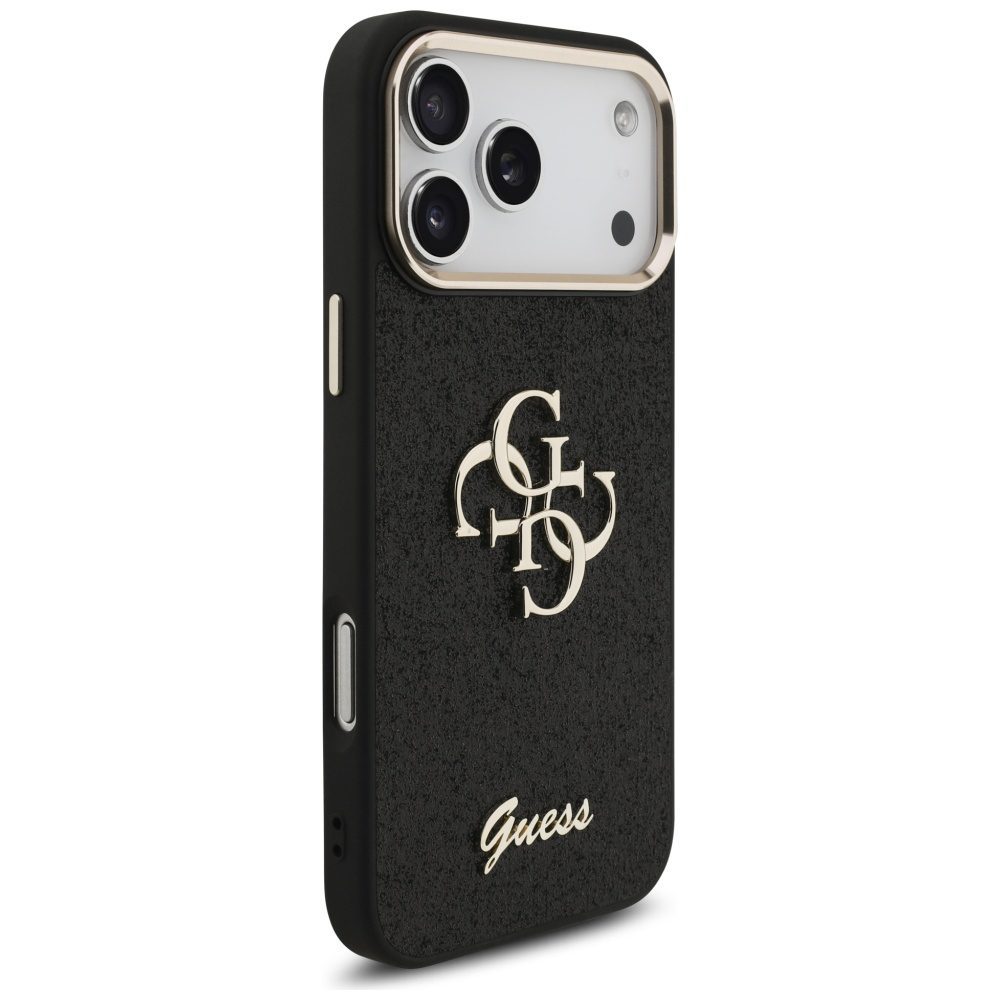 Guess Fixed Glitter Big 4G Metal Frame case for iPhone 17 Pro Max - blackeng