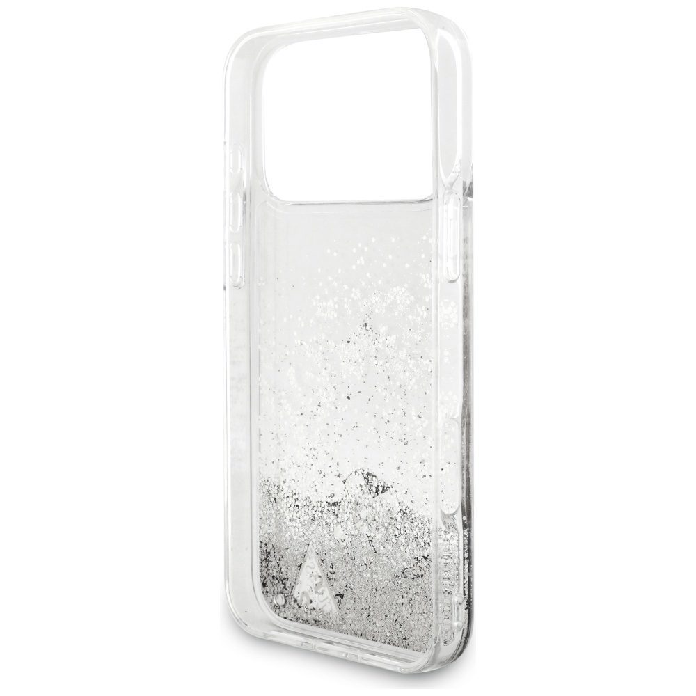Guess Liq case. Glitter Charms for iPhone 17 Pro - silvereng