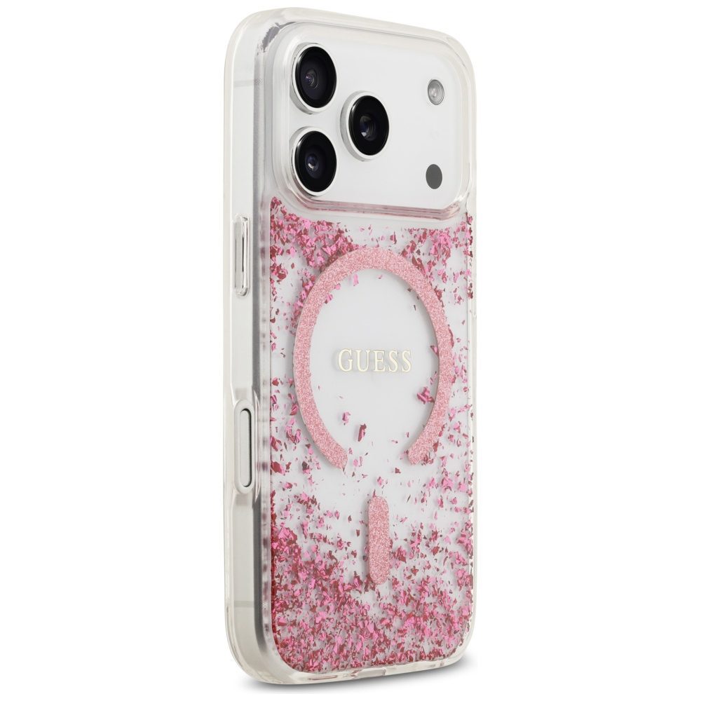 Guess Resin Bottom Glitter MagSafe Case for iPhone 17 Pro - Pinkeng