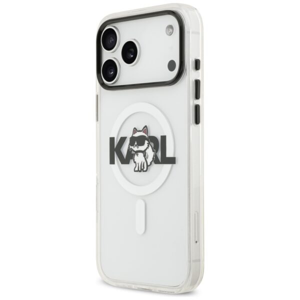 201249_2 Karl Lagerfeld IML Choupette Sketch Logo MagSafe Case for iPhone 17 Pro - Cleareng