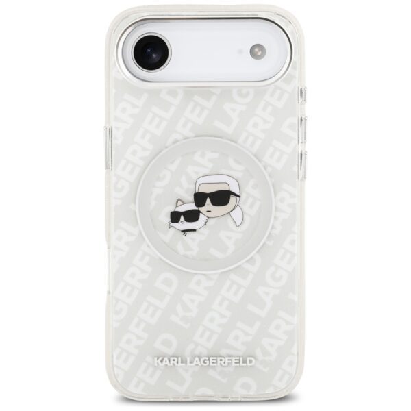 Karl Lagerfeld IML Glitter Karl&Choupette Heads Logo MagSafe Case for iPhone Air - Grayeng