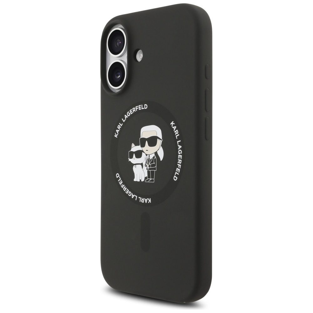 Karl Lagerfeld Silicone Karl&Choupette Ring MagSafe Case for iPhone 17 - Blackeng