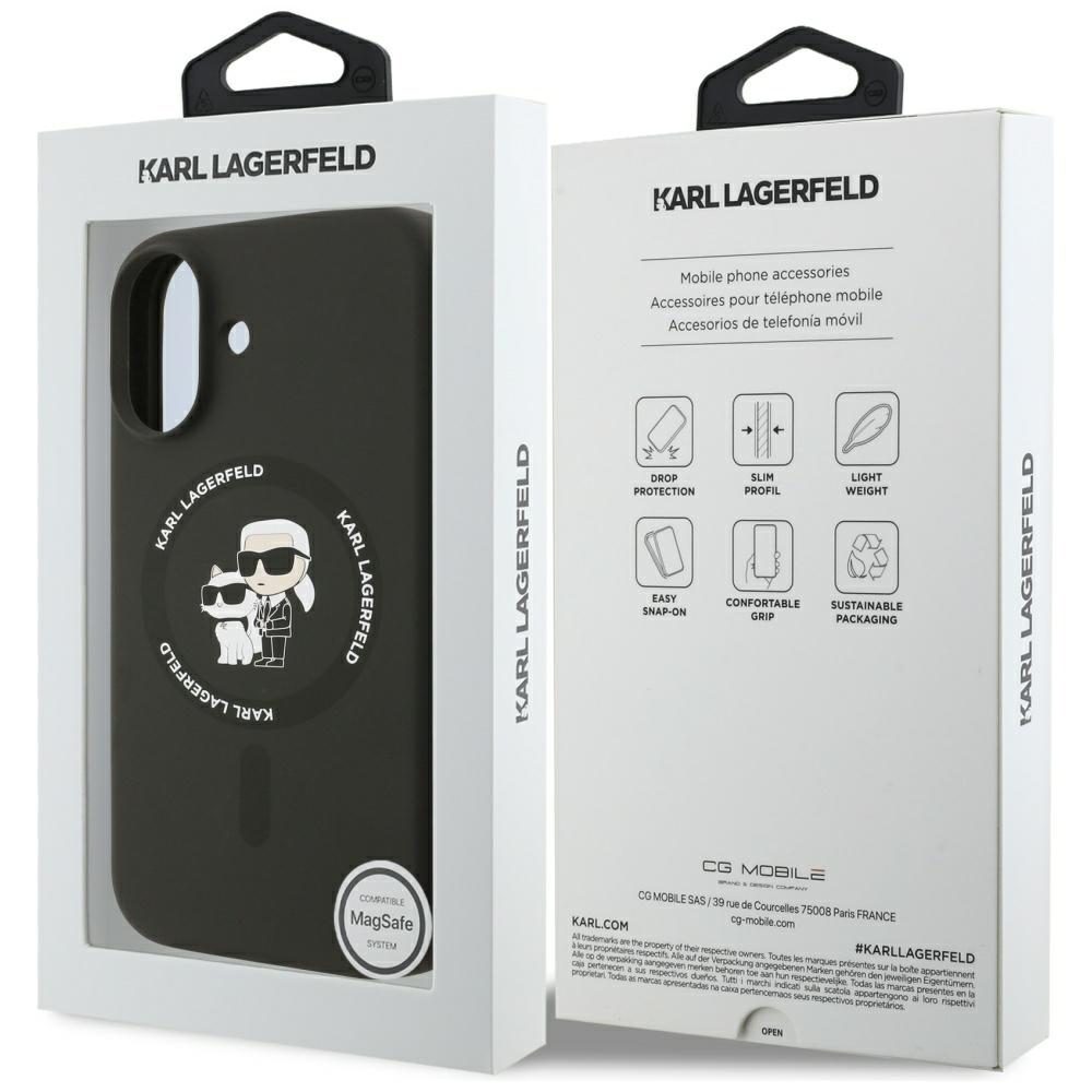 Karl Lagerfeld Silicone Karl&Choupette Ring MagSafe Case for iPhone 17 - Blackeng