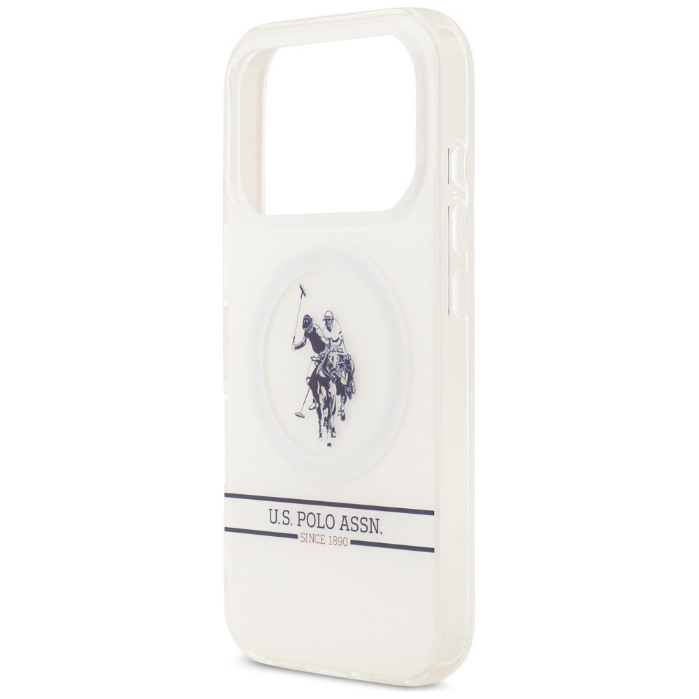US Polo DH and Bottom Stripe Logo MagSafe Case for iPhone 17 Pro - Whiteeng