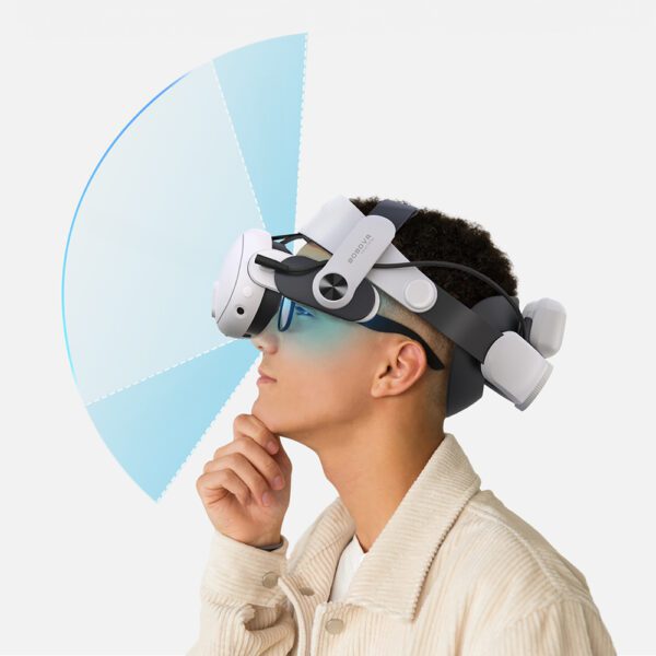 201457_4 BoboVR M3 Pro strain relief strap for Meta Quest 3 VR goggles + BoboVR B2 battery - white and blackeng