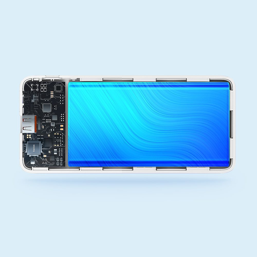 Baseus Airpow 20W 10000mAh Power Bank with Baseus Simple Series USB-A - USB-C 30 cm Cable - Whiteeng