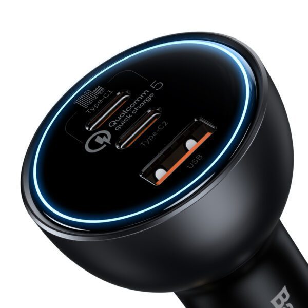 Baseus TZCCZM-0G USB-A / USB-C car charger 160W PPS / QC 5 / PD - grayeng