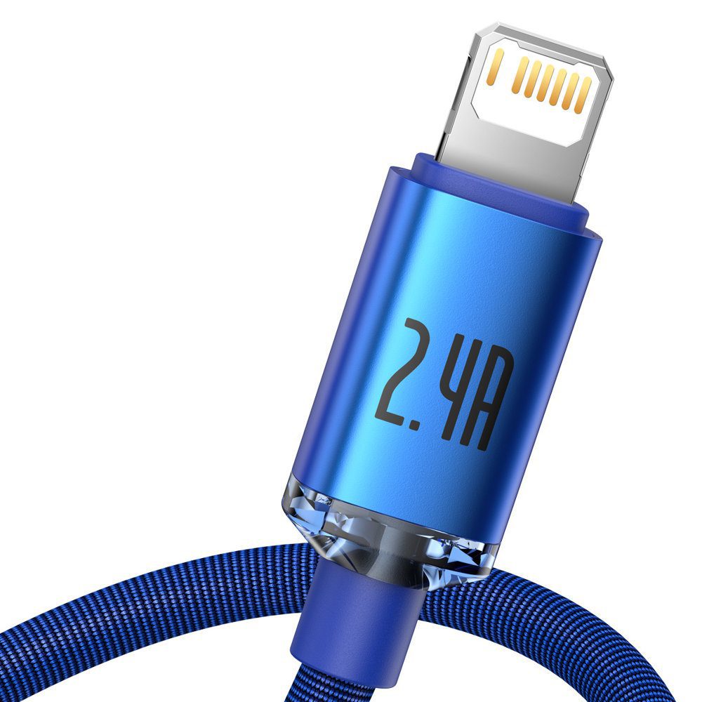 Baseus Crystal Shine Series cable USB cable for fast charging and data transfer USB Type A - Lightning 2.4A 2m blue (CAJY000103)eng