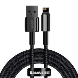 Kabel USB do Lightning Baseus Tungsten Gold, 2.4A, 2m (czarny)