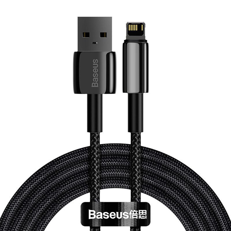 Kabel USB do Lightning Baseus Tungsten Gold, 2.4A, 2m (czarny)