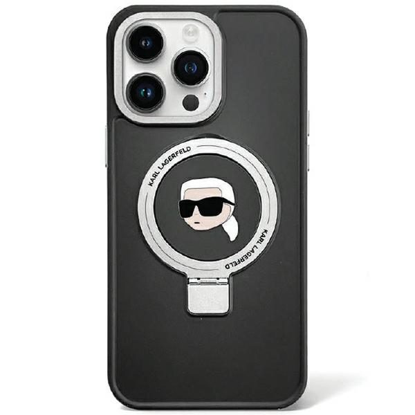Karl Lagerfeld case for iPhone 15 Pro 6,1" KLHMP15LHMRSKHK black HC Magsafe Ringstand KH