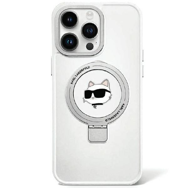 Karl Lagerfeld case for iPhone 15 Plus 6,7" KLHMP15MHMRSCHH white HC Magsafe Ringstand CH