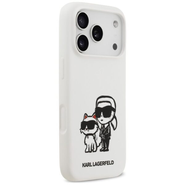 KARL LAGERFELD case for IPHONE 17 Pro compatible with MagSafe KLHMP17LSKCGRGOH (Silicone W/ K&C Sketch & Logo) white