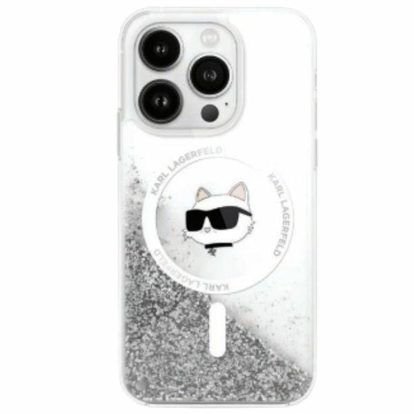 Karl Lagerfeld case for iPhone 16 6,1" KLHMP16SLGCHSGH transparent Hard Liquid Glitter Choupette Head MagSafe