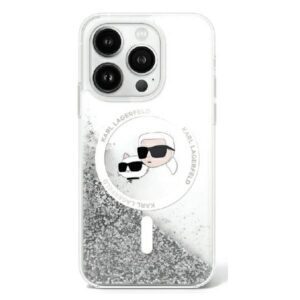 Karl Lagerfeld case for iPhone 16 6,1" KLHMP16SLGKCSGH transparent Hard Liquid Glitter Karl&Choupette Head MagSafe