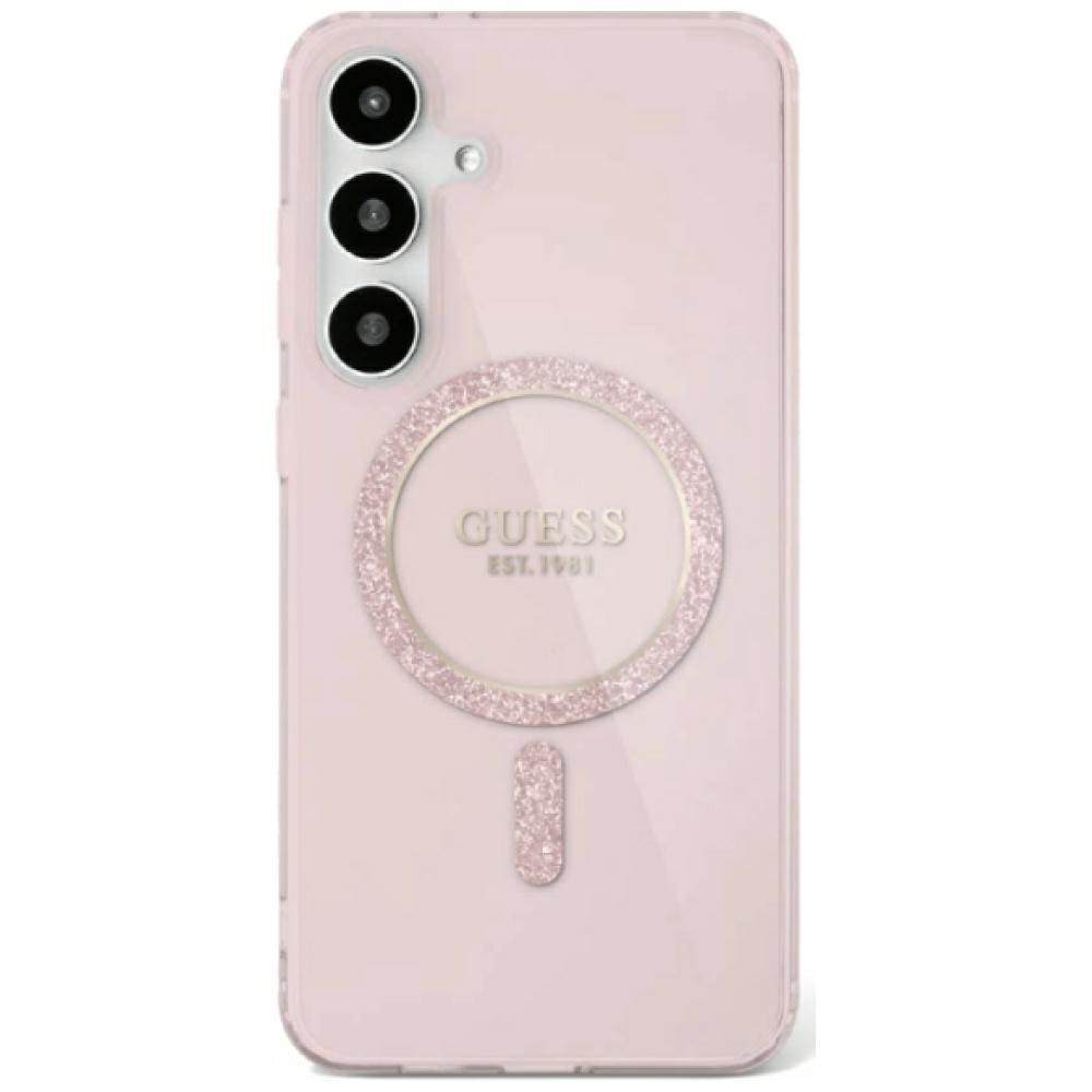 Guess HC Magnetic IML Glitter Circle case for Samsung Galaxy S25 Ultra pink