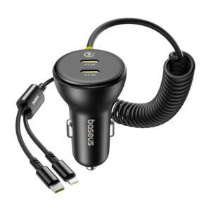 48838_1 Φορτιστής αυτοκινήτου 60W Baseus USB-C + καλώδιο Lightning (Μαύρο)