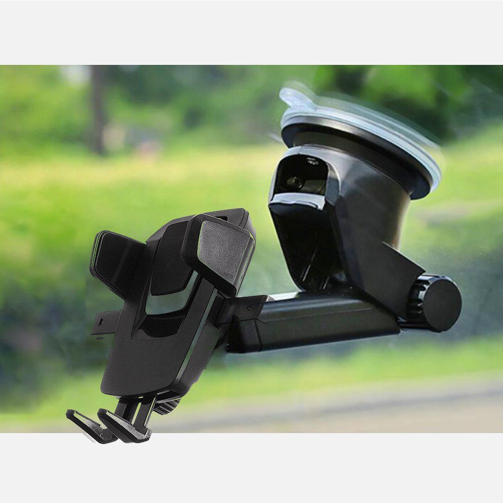 Telescopic adjustable car holder for dashboard, glass, blackeng