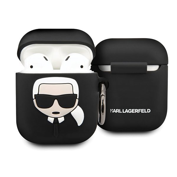 61234_1 Case for AirPods 1 / 2 Karl Lagerfeld Silicone Ikonik - blackeng