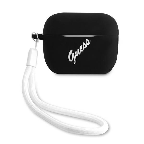 68732_1 Guess GUACAPLSVSBW AirPods Pro cover black/white Silicone Vintageeng