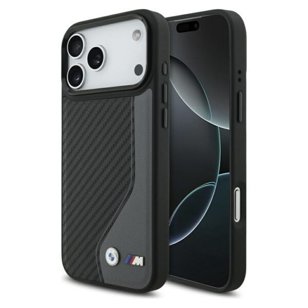 BMW case for IPHONE 17 Pro Max compatible with MagSafe BMHMP17X25PCCSCAK (PU Carbon Logo) anthracite