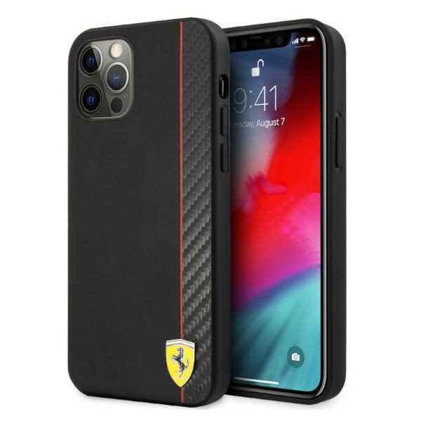 Ferrari FESAXHCP12LBK iPhone 12 Pro Max 6.7" black/black hardcase On Track Carbon Stripeeng