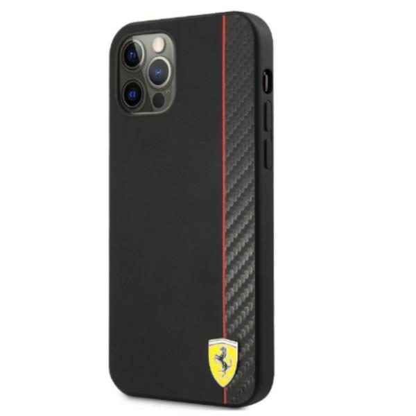 Ferrari FESAXHCP12LBK iPhone 12 Pro Max 6.7" black/black hardcase On Track Carbon Stripeeng
