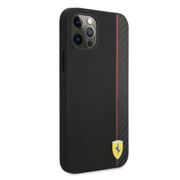 Ferrari FESAXHCP12LBK iPhone 12 Pro Max 6.7" black/black hardcase On Track Carbon Stripeeng