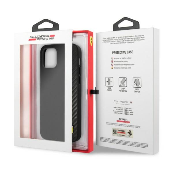 Ferrari FESAXHCP12LBK iPhone 12 Pro Max 6.7" black/black hardcase On Track Carbon Stripeeng