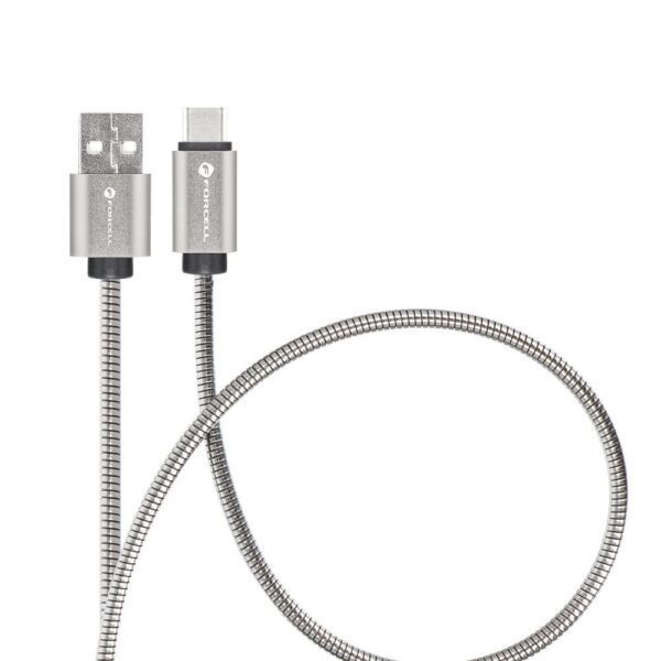 Cable USB A to USB C Forcell F-Energy QC4.0 3A 66W Metal 1 m C234 silver