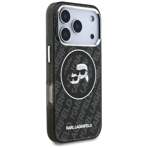 KARL LAGERFELD case for IPHONE 17 Pro compatible with MagSafe KLHMP17LHMKBKCHOK (IML Glitter K&C Heads Logo) black