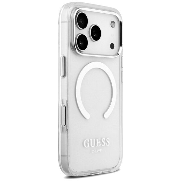 GUESS case for IPHONE 17 Pro compatible with MagSafe GUHMP17LHTRMS (Metal Outline) silver