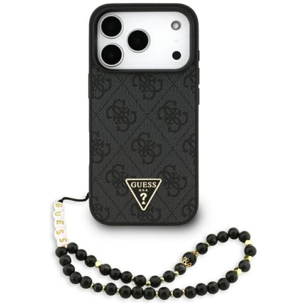 a037ac5f5a12f2abd6d42d5acfd84da5 GUESS case for IPHONE 17 Pro compatible with MagSafe GUHMP17LP4TSDPPSK (4G PU W/ Strap Triangle Logo) black