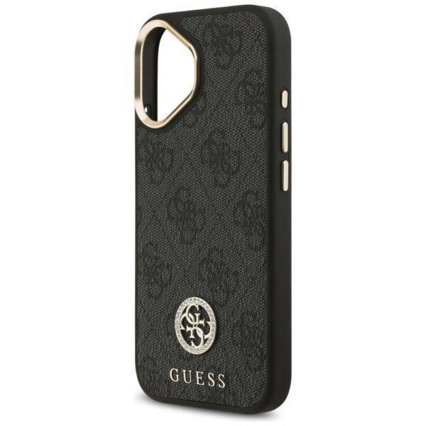 GUESS case for IPHONE 17 compatible with MagSafe GUHMP17SP4G4DCSK (PU W/ Strass Logo & Big Strap Metal Buttons) black