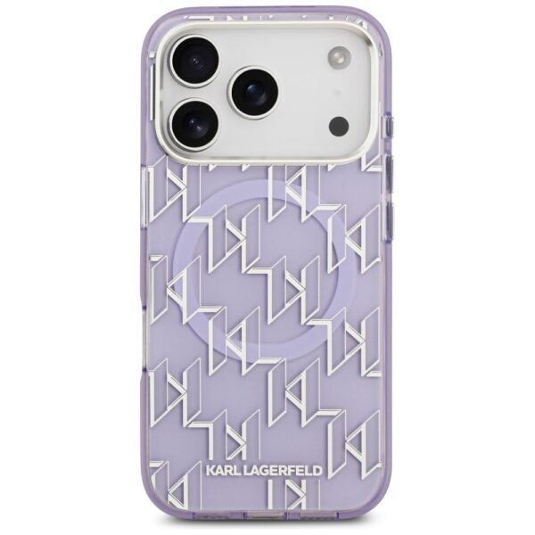 KARL LAGERFELD case for IPHONE 17 Pro Max compatible with MagSafe KLHMP17XHMIKLMEU (IML KL Monogram) purple