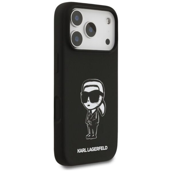 KARL LAGERFELD case for IPHONE 17 Pro compatible with MagSafe KLHMP17LSKIGROK (Silicone W/ KL Sketch & Logo) black