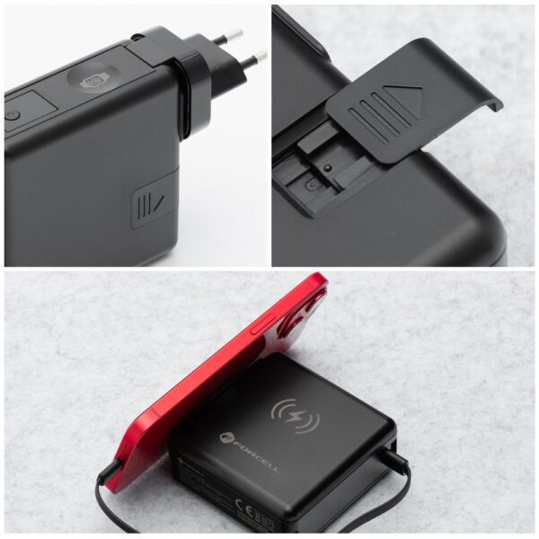 FORCELL F-ENERGY multifunctional charger 45W 6in1 with USB A and USB C sockets, power bank 15000mAh and wireless charging 15W