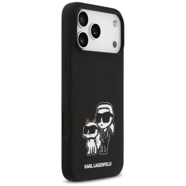 KARL LAGERFELD case for IPHONE 17 Pro Max compatible with MagSafe KLHMP17XSKCGRGOK (Silicone W/ K&C Sketch & Logo) black
