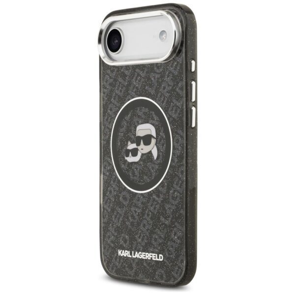 KARL LAGERFELD case for IPHONE 17 Air compatible with MagSafe KLHMP17MHMKBKCHOK (IML Glitter K&C Heads Logo) black