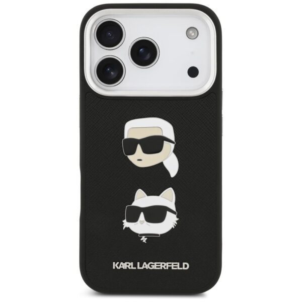 KARL LAGERFELD case for IPHONE 17 Pro KLHCP17LPSFDHPOK (FW Grained PU W/ K&C Heads Pin & Logo) black