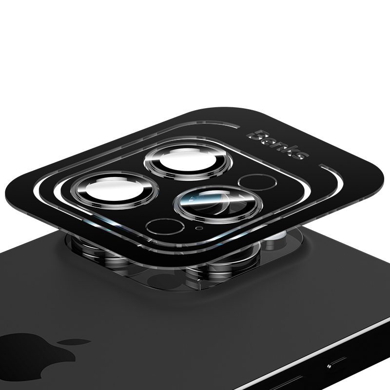 Benks Tempered glass DR Sapphire Lens Protector on camera for Iphone 15 Pro/15 Pro Max (lens 3 pieces) black