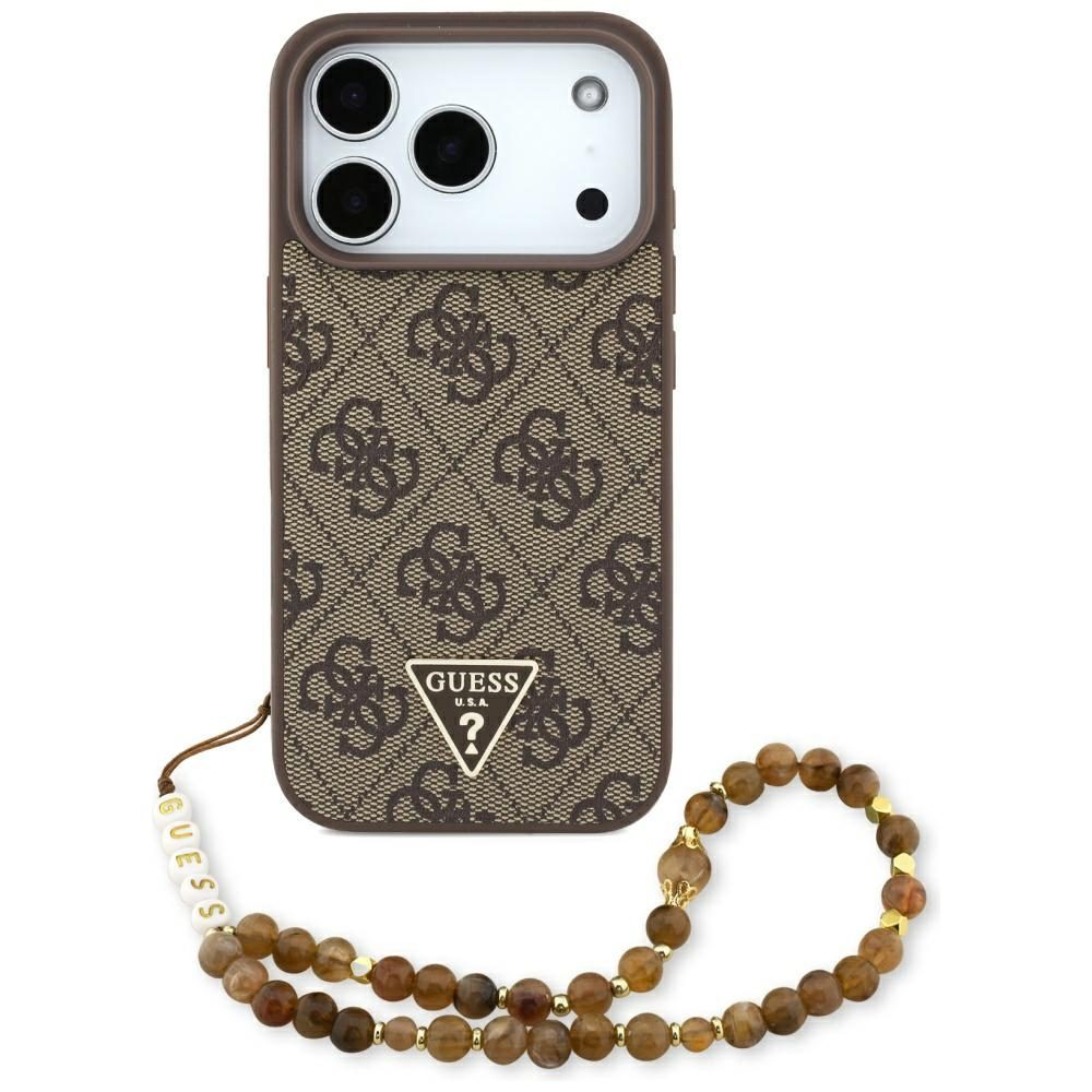 Original Case GUESS 4G Strap Triangle Logo MagSafe for Iphone 17 Pro brown