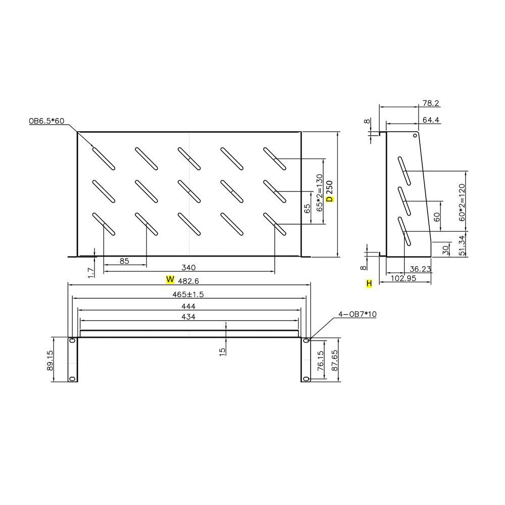 0285355 Ράφι Cantilever 2U Power On CS-2-250 Βάθους 250mm