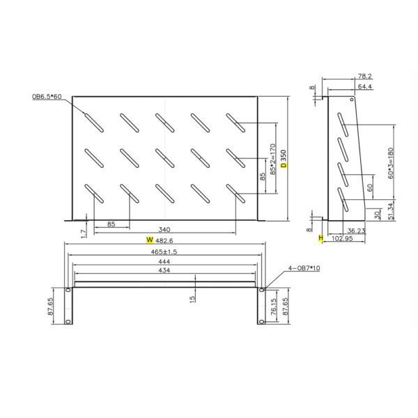 0285357 Ράφι Cantilever 2U Power On CS-2-350 Βάθους 350mm