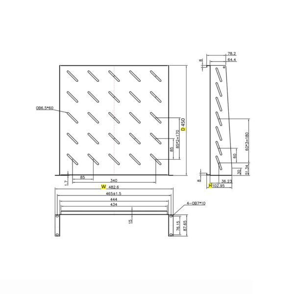 0285359 Ράφι Cantilever 2U Power On CS-2-450 Βάθους 450mm