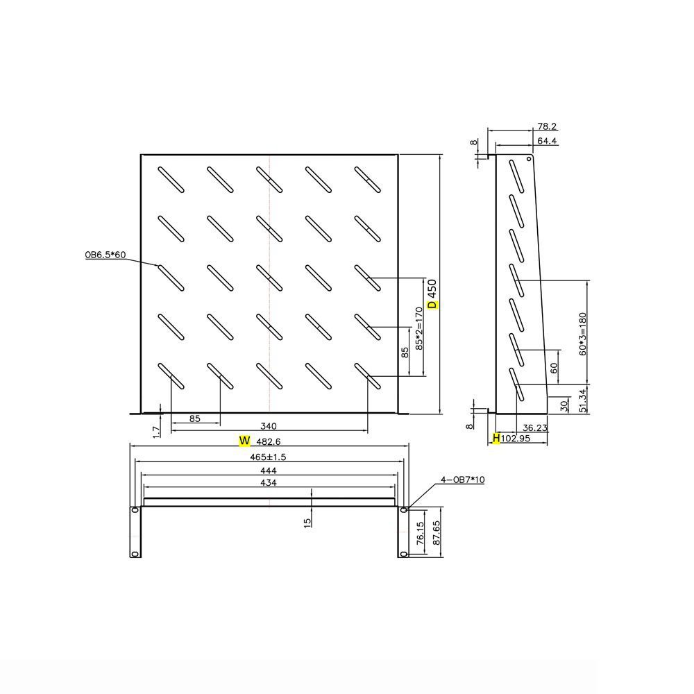 0285359 Ράφι Cantilever 2U Power On CS-2-450 Βάθους 450mm