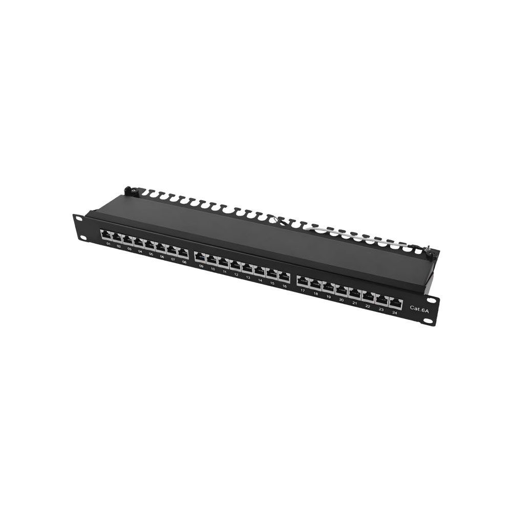 0285397 Patch Panel CAT6A 24 Θέσεων 1U Power On PP-C6A-F24 FTP με Βάση Στήριξης